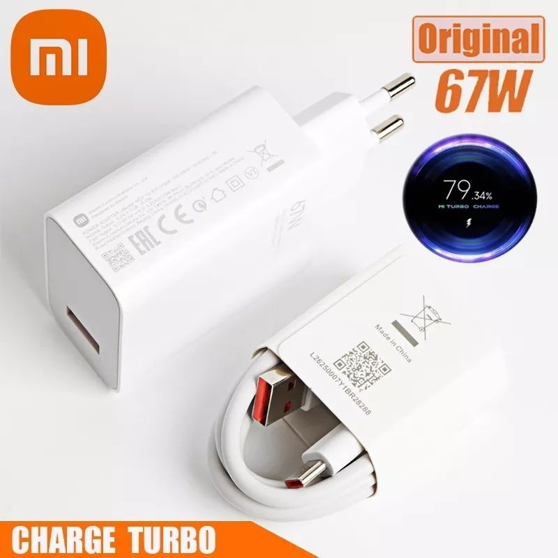 Cargador Turbo Original de 67W para Xiaomi, adaptador de corriente de carga  rápida, Cable tipo C