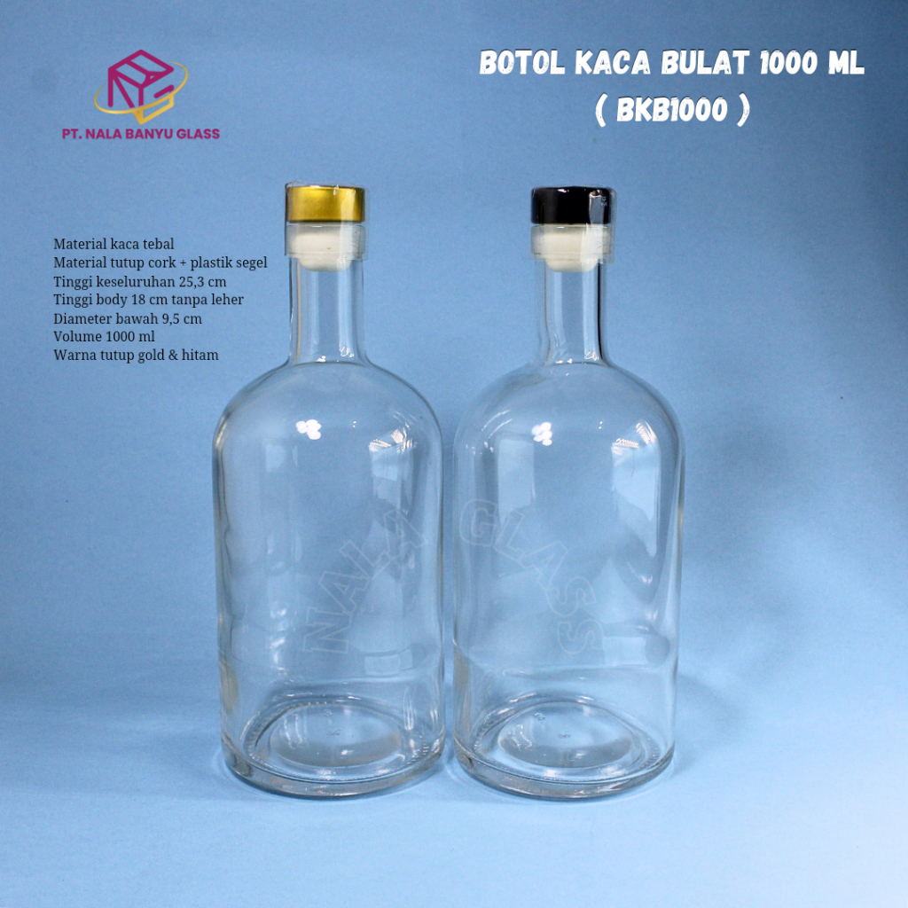 Botellas De Vidrio 1 Litro Con Corcho