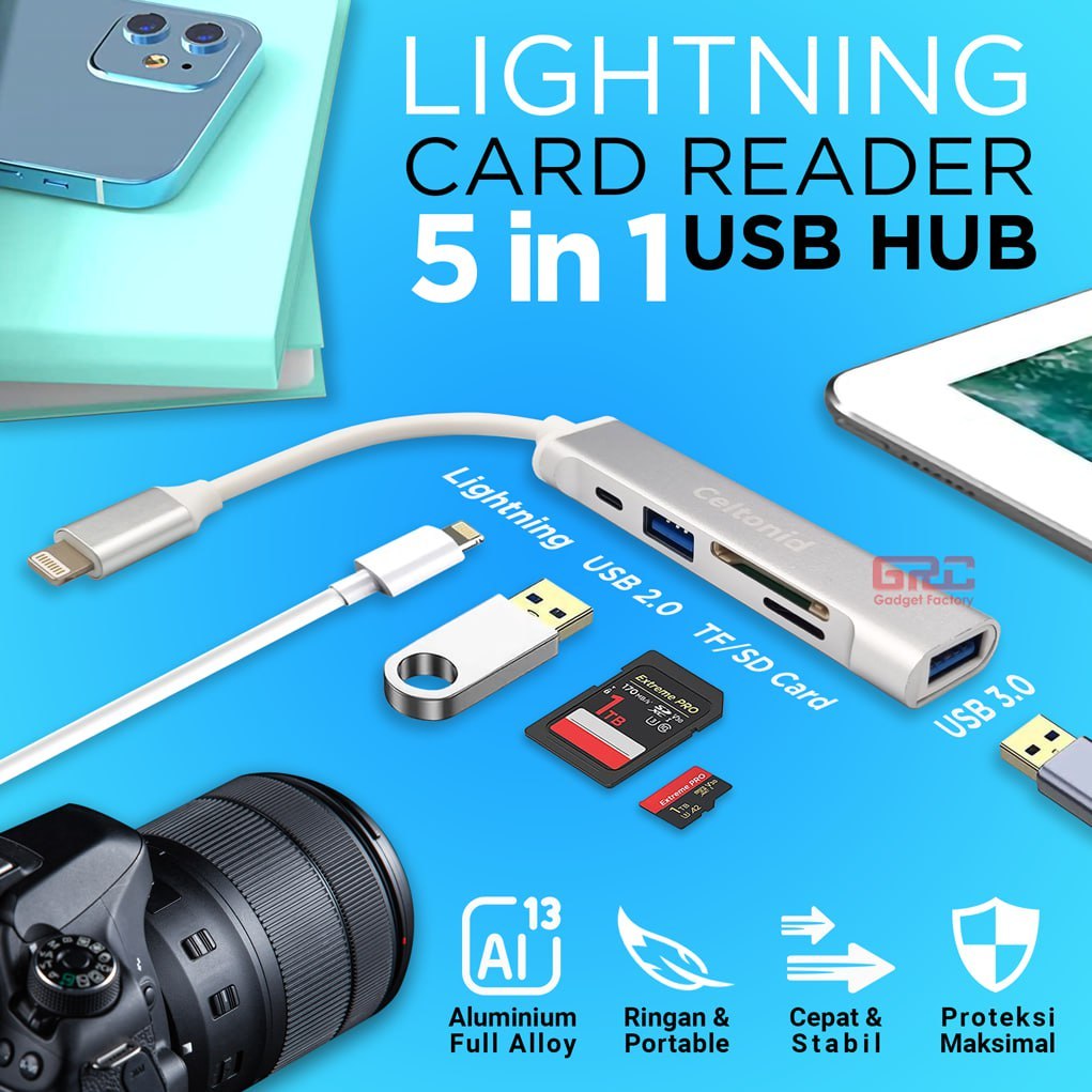 Adaptador Lightning Usb C iPhone Micro Usb 2.0 Tarjeta Sd