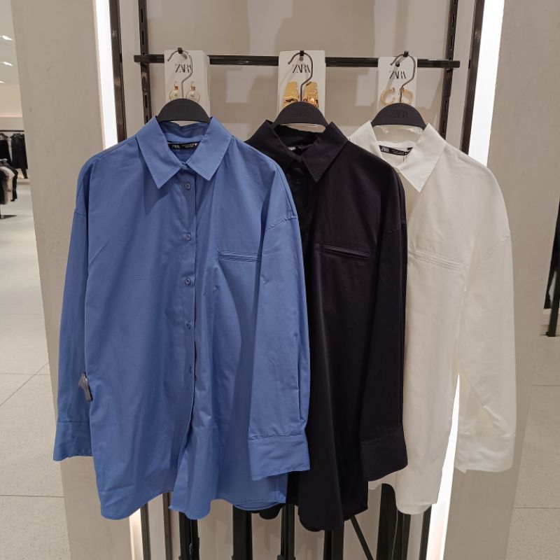 KEMEJA Popelin Camisa Oversize ZARA Mujer Servicio De Entrega