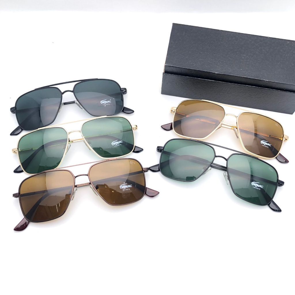 HITAM Lacoste Aviator Gafas De Sol Cuadradas Polarizadas Polaroid