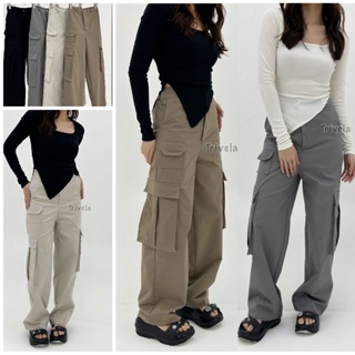 Pantalones Pantalona de mujer con cintura alta de bolsillo a la