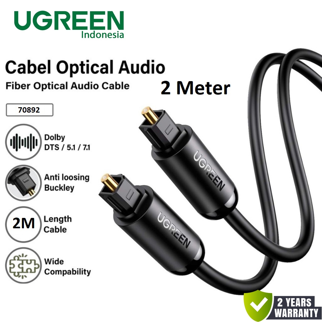 Ugreen 70892 Toslink Digital Óptico SPDIF Cable De Audio 2M 2 Metros De ...