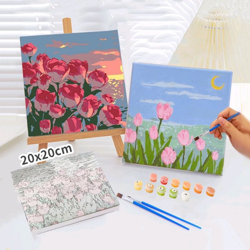 Paquete de 4 pinturas por números para niños de 4 a 8 años, pintura