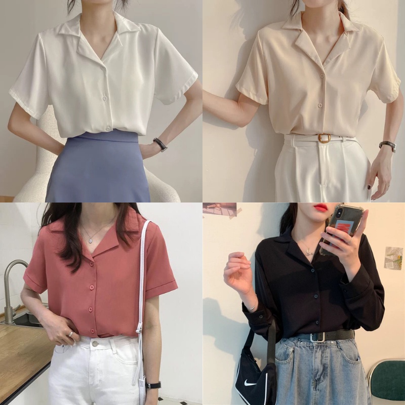 Camisa de gasa de Color liso para las mujeres suelta todo partido blusa superior en verano Shopee Colombia