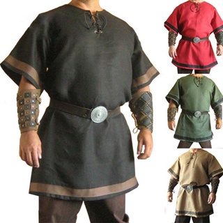 Ropa medieval para hombre,Disfraz de pirata para hombre,Medieval  Renaissance Viking Pirata Shirt Tops, Blanco, XL : : Moda