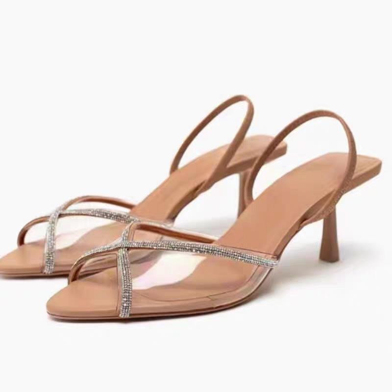 Zara España 2023 Invierno Nuevos Productos Zapatos De Mujer Albaricoque  Boca De Pez Correa De Espalda Zapatos De Mujer Transparente Superior  Sandalias Brillantes