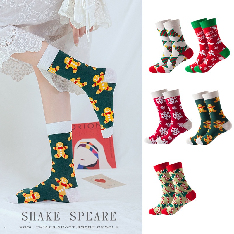 Calcetines navideños de otoño e invierno para mujer, calcetines