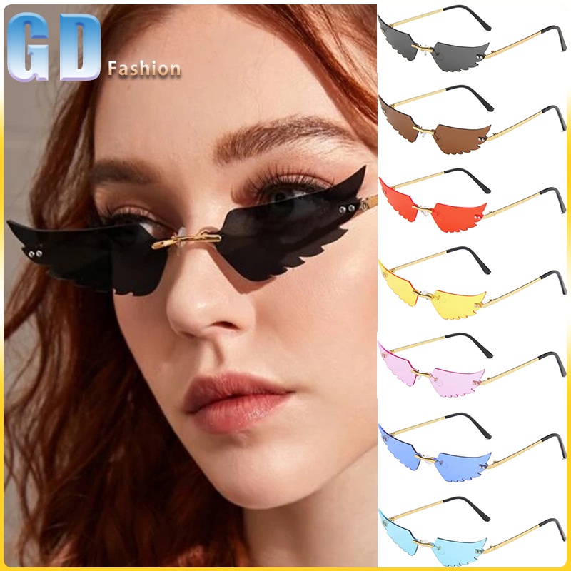 Alas Gafas De Sol Sin Marco ins Forma C ncava Moda Colorido Ojo De