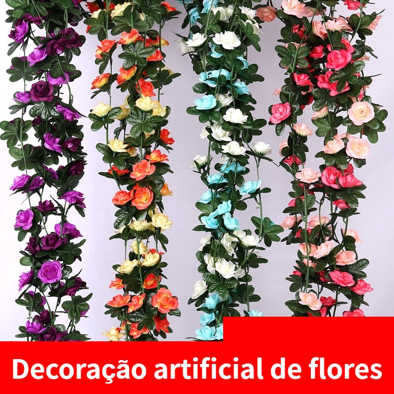 Flores Colgantes De Pared 1m Luz led Plantas Artificiales Jarrones De  Jardín Decoración Casa Rosa