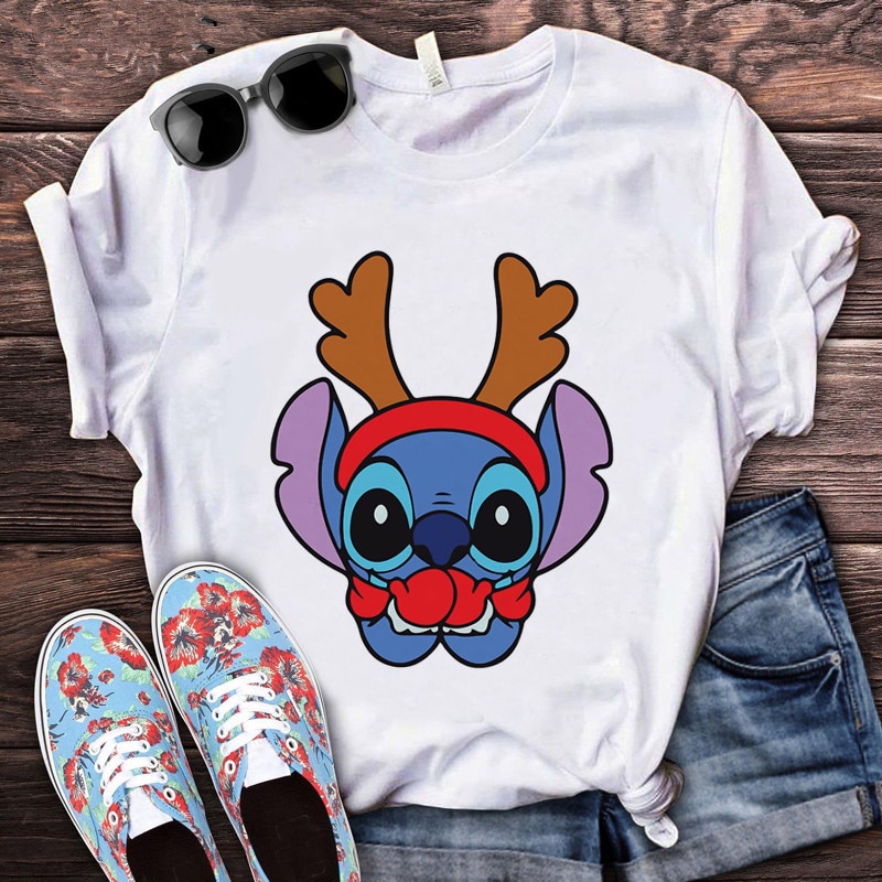 Camiseta de Lilo & Stitch para niño y niña, ropa informal Kawaii
