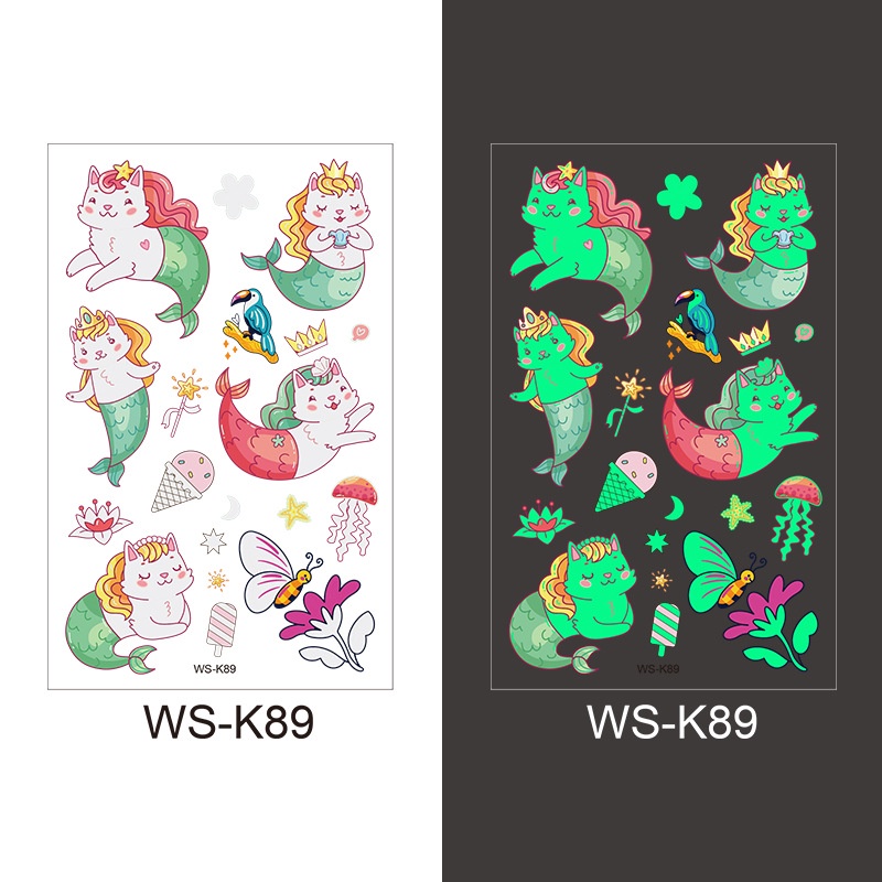 350 Pegatinas De Tatuajes Luminosos Para Niños | Sirenas, Mariposas Y Dinosaurios | Regalos Divertidos Para Fiestas