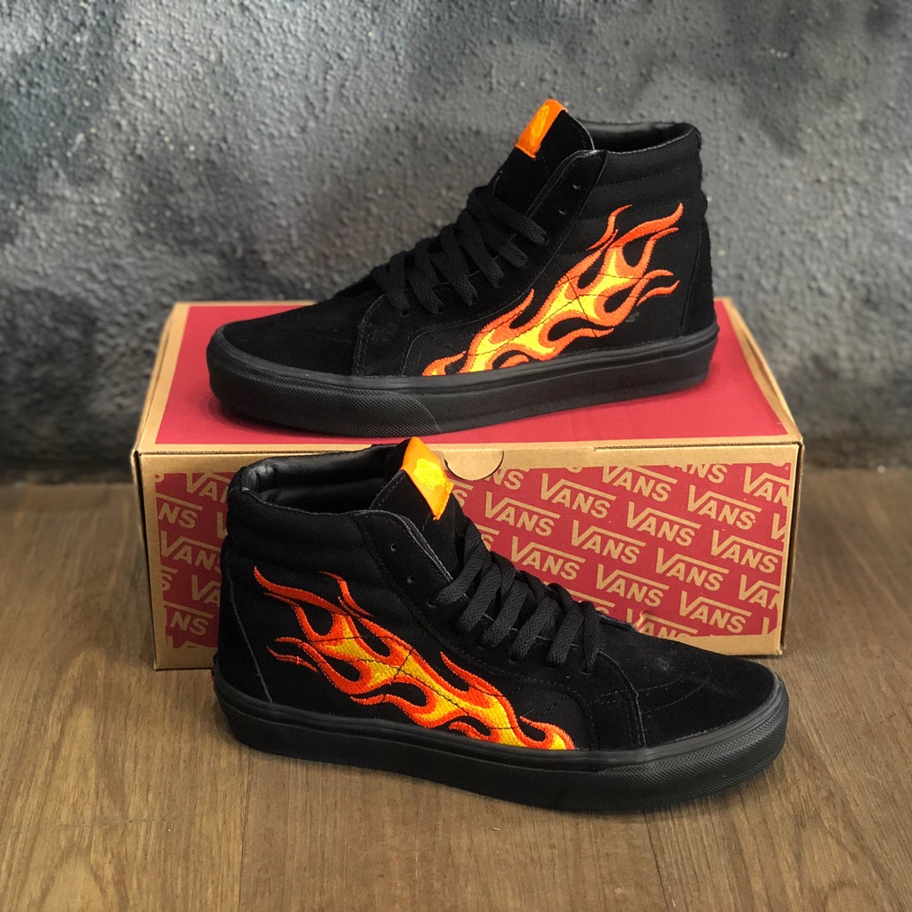 Vans sk8 high lx flame rojo negro zapatos importaci n calidad