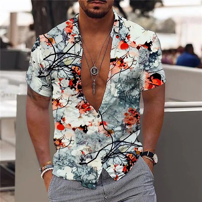 Camisas de flores para hombres manga corta deals