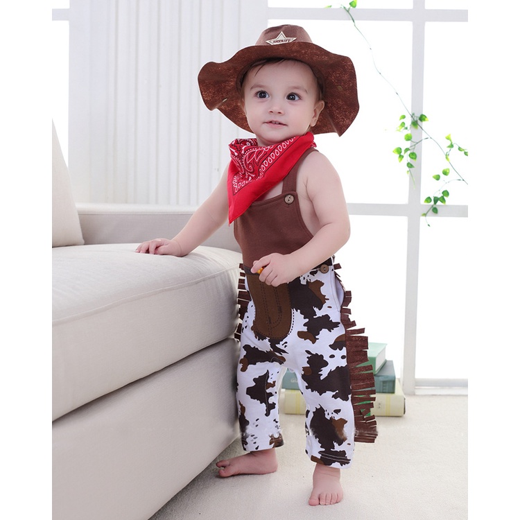3pcs Set Baby Outfit Para Ninos Cool Cowboy Hat Romper Bufanda Terno Nino Traje De Bebe West Tema De Cumpleanos Safari Costume Shopee Colombia