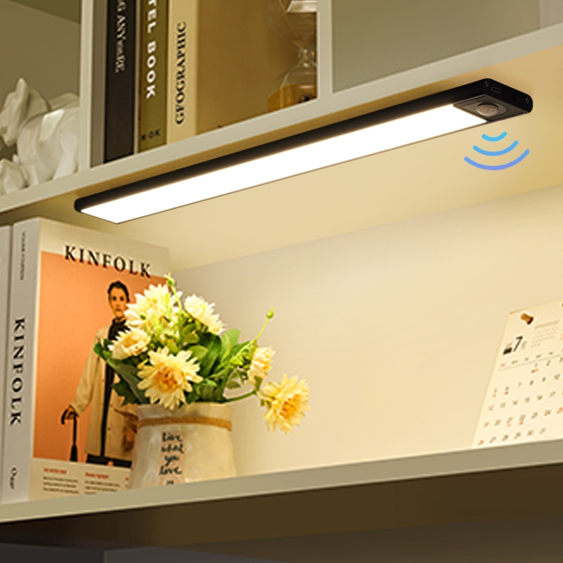 Luz LED Ultrafina Iluminación Del Gabinete PIR Sensor De Movimiento USB  Recargable Negro Aluminio Cocina Gabinetes Luces