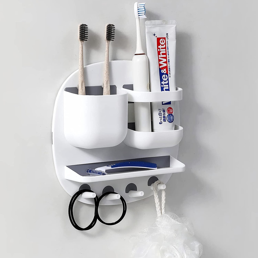 Mspan Soporte para cepillo de dientes para ducha: organizador de cepillos  de dientes montado en la pared - Soporte colgante autoadhesivo para baño