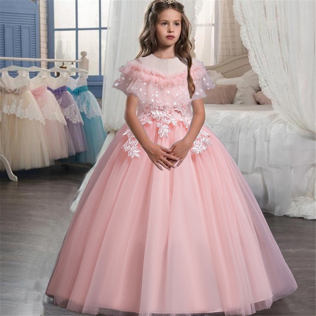 Adolescente Vestido Formal De Dama De Honor Para Las Ninas Elegante Princesa Bordado De Encaje Prom Ball Gown Ninos Boda Fiesta Traje Noche Vestidos Largos Shopee Colombia