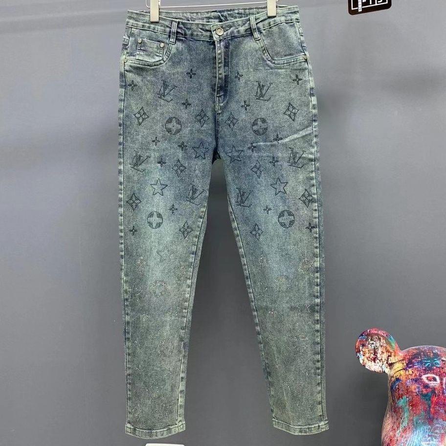 Louis Vuitton LV hot diamond jeans Hombres s 2022 Otoño E Invierno Nuevo  Moda Marca Estrellada Tendencia Delgada Pantalones Rectos Ancho l