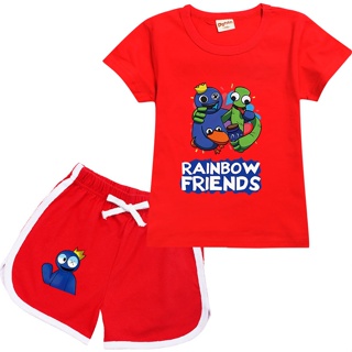 4-8 anos crianças roupa de banho conjunto Roblox Rainbow Friends tops +  shorts + boné banho terno presentes