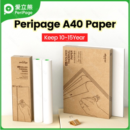 PeriPage Papel térmico A4 para impresora A40, secado rápido