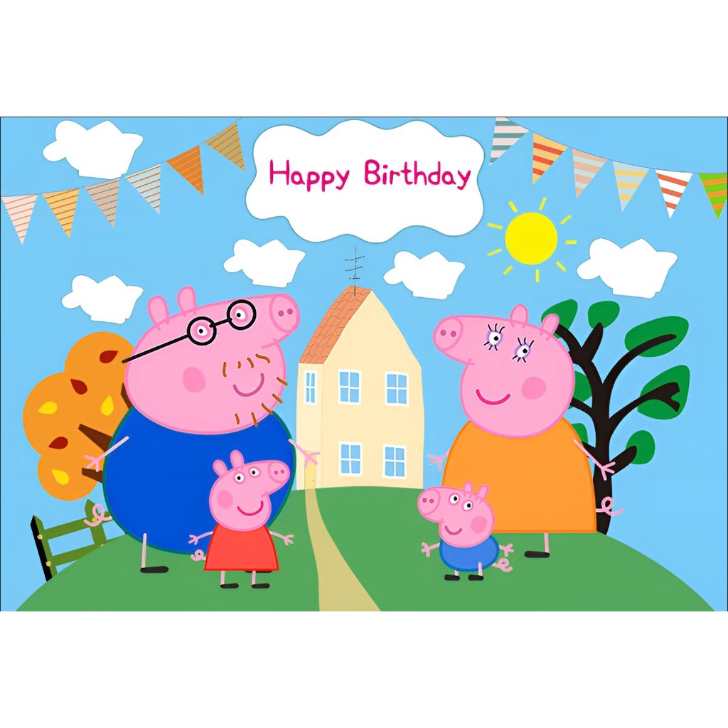 Telón de fondo de cumpleaños de Peppa Pig personalizado, pancarta de  cumpleaños de Peppa Pig, decoraciones de cumpleaños con tema de Peppa Pig