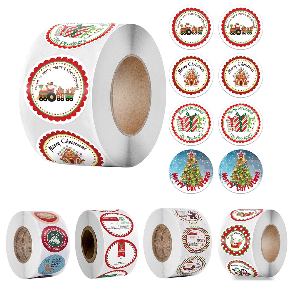 Juego de pegatinas navideñas redondas pegatinas decorativas