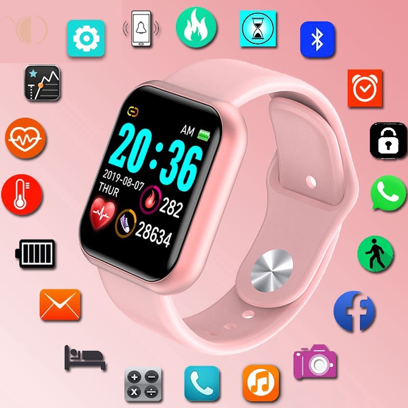 Y68 Reloj inteligente Bluetooth para hombres y mujeres, ejercicio de  frecuencia cardíaca, presión arterial, rastreador de fitness, pulsera  inteligente para Apple iOS Android : : Electrónica