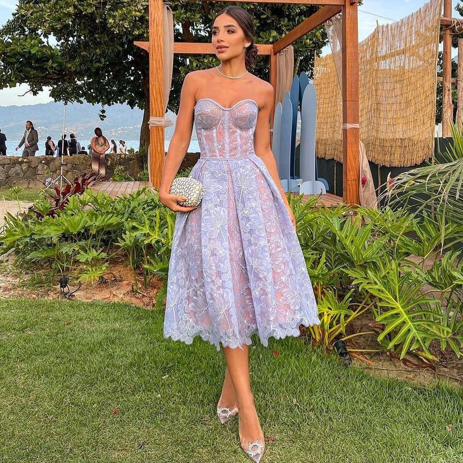 Vestido De Encaje Sin Tirantes Mujeres Elegante Banquete Mangas Vestidos Espalda 2022 Nuevas Damas Solido Partido Desgaste De La Noche Shopee Colombia