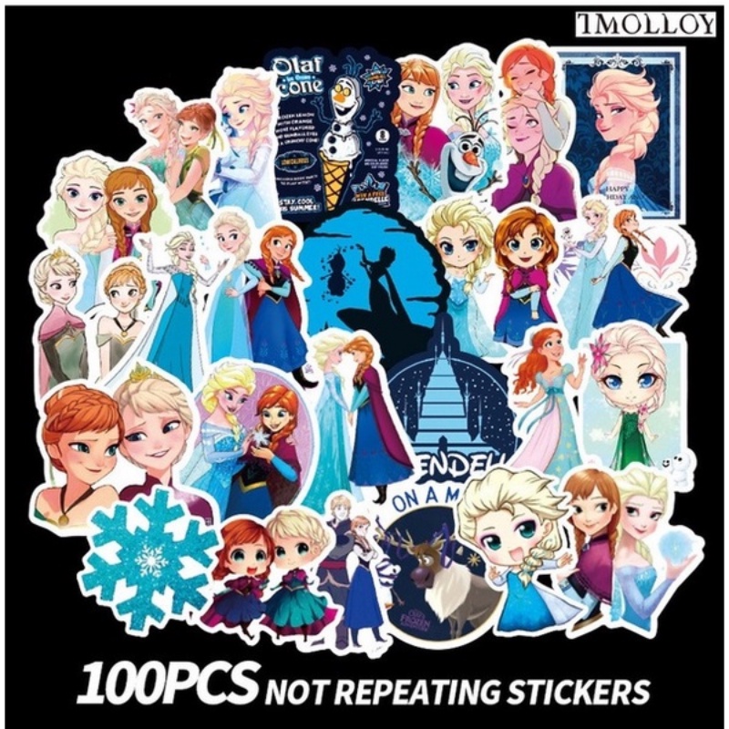 T] 100Pcs/Set Frozen Sticker Pegatinas Impermeables Calcomanía