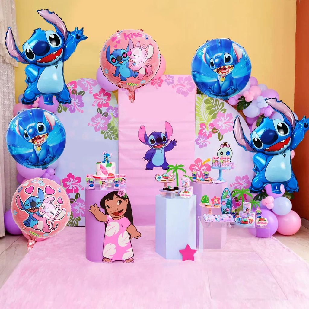 12 globos de fiesta de cumpleaños Lilo Stitch, decoraciones de fiesta de  puntada, globos de papel de aluminio de dibujos animados de Lilo Stitch –  Yaxa Colombia