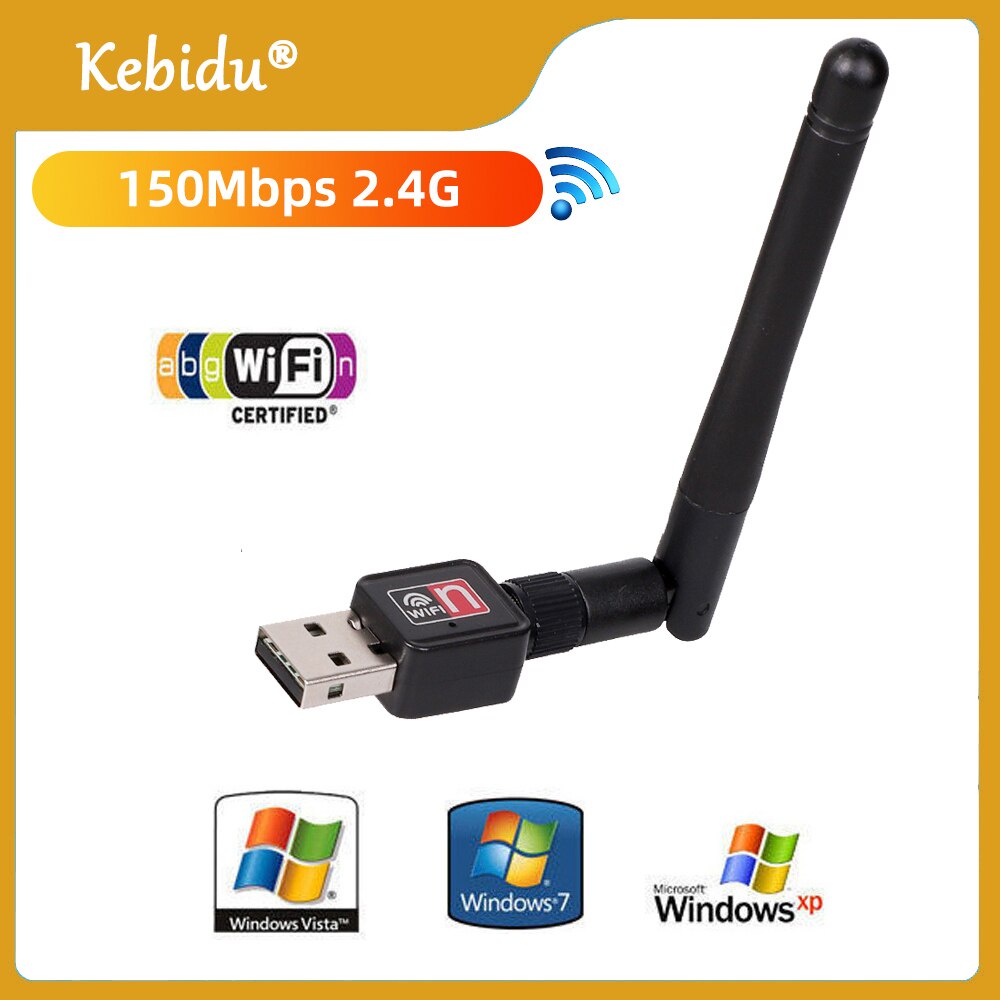 Comprar Adaptador WiFi USB de 150Mbps, Dongle WiFi, tarjeta de red de 2,4G,  receptor WiFi MT7601 para PC, USB, Ethernet