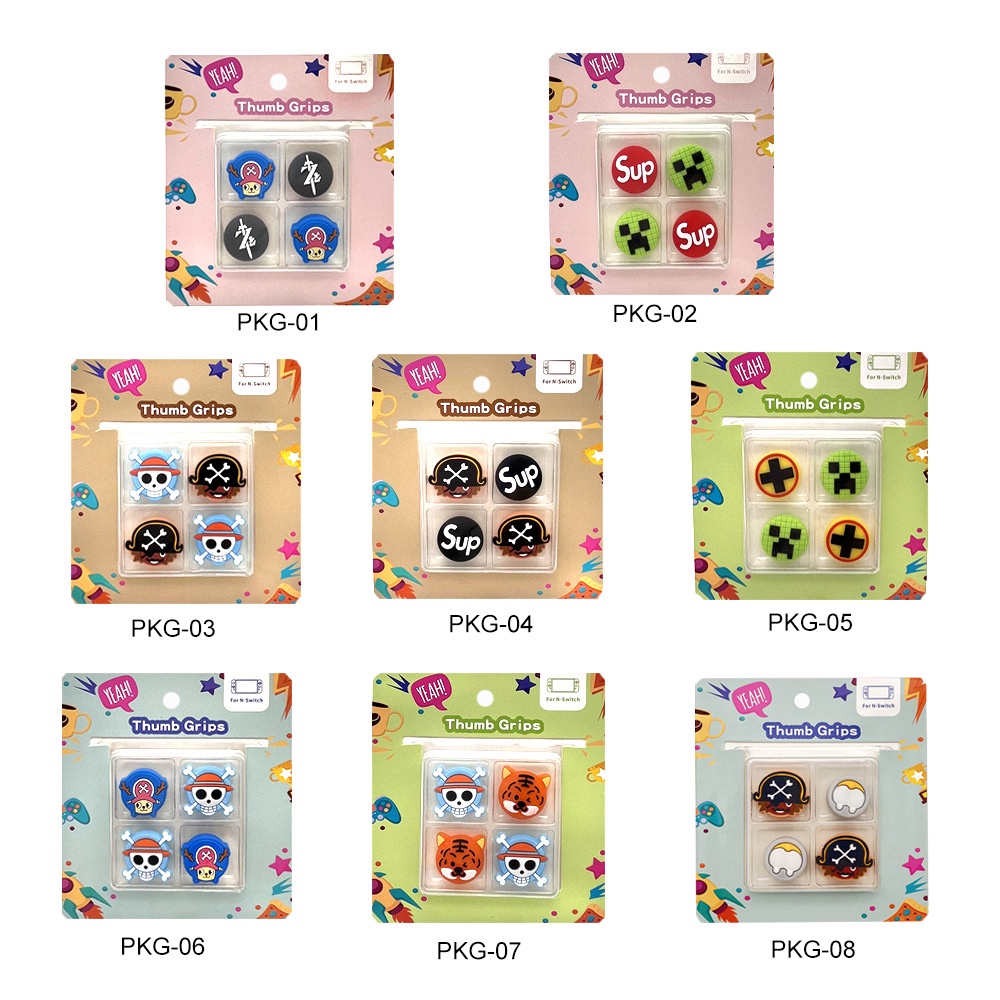 4 Unids/set Para Switch OLED Cute Cartoon Thumb Grip Cap Joycon ...