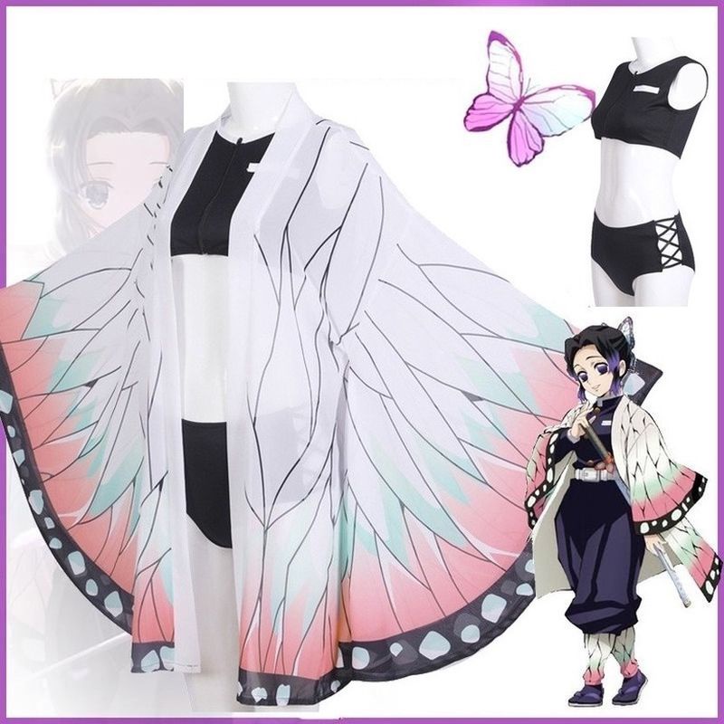 Demon Slayer Bikini Traje De Baño Conjunto Kimetsu No Yaiba Playa Shinobu Kocho Cosplay Shopee