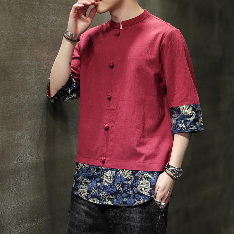 DL Estilo Oriental Camisa De Lino Para Hombres Tang Algodon m 06ww 0922 MYSG Shopee Colombia