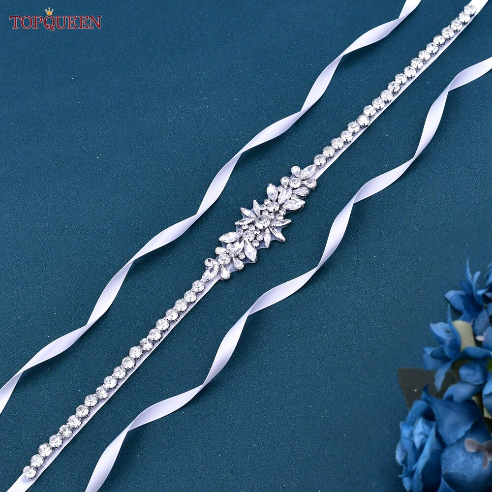 TOPQUEEN-fajas de diamantes de imitación de cristal para mujer, cinturón de  fiesta de noche para dama de honor, accesorios para vestidos de novia