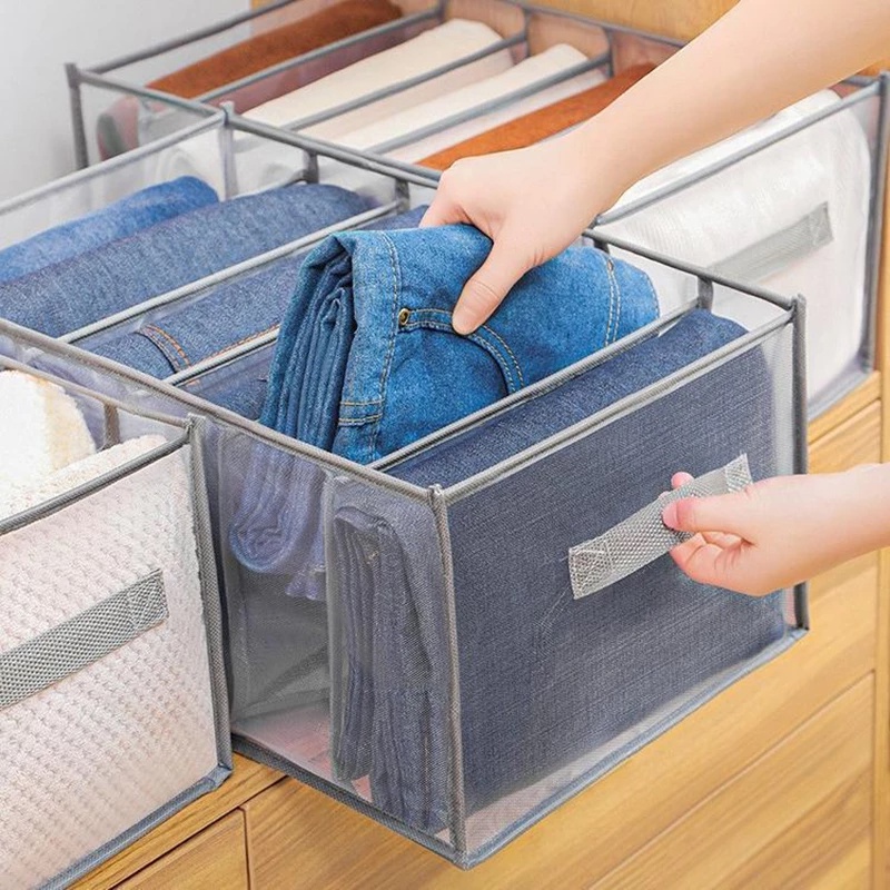  Cajas de almacenamiento para organizar el armario, 7 rejillas  lavables, organizador de ropa, compartimento para jeans, caja de  almacenamiento para dormitorio : Hogar y Cocina