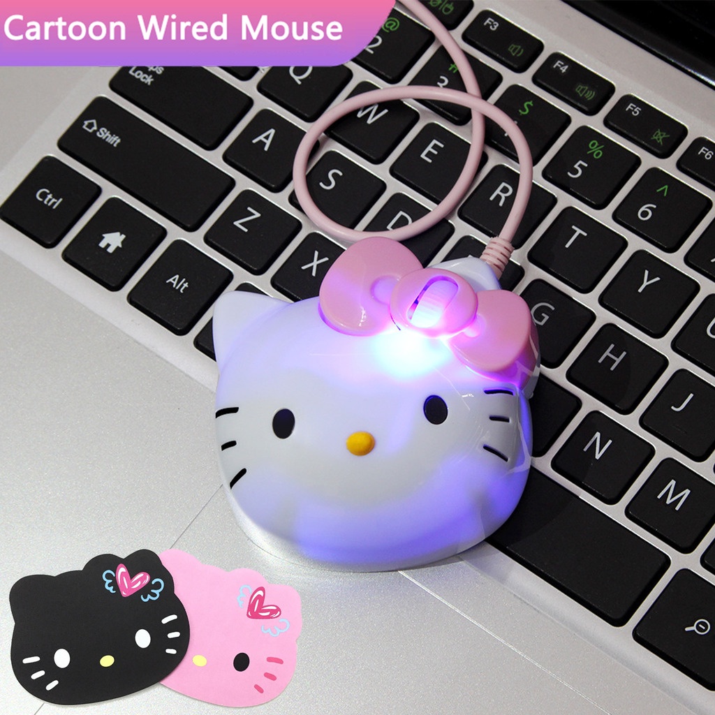 Ratón Óptico Ergonómico USB 3D Hello/kitty Pink LED Light Mouse Pequeño ...