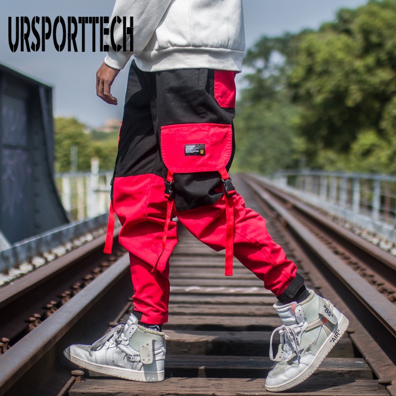 Pantalones Joggers Para Hombre Rojo De Primavera Hip Hop Moda