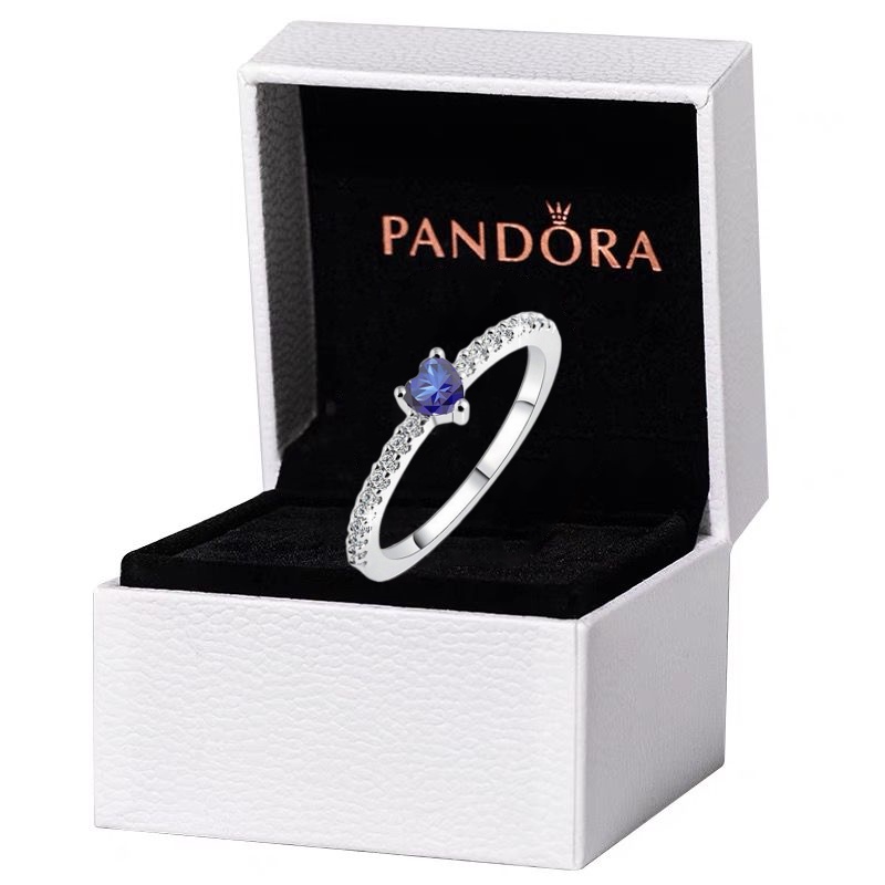 Anillo De Compromiso Pandora Azul C bico Circonita Coraz n De Boda