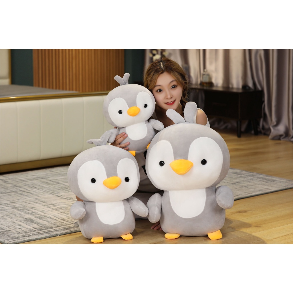 Cojín Largo De Peluche Con Forma De Pingüino – 60 Cm De Suavidad, Perfecto Para Abrazar, Decorar O Regalar (Disponible En Gris Y Más Tamaños)