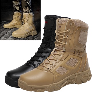 Botas negras para hombre, botas altas para motocicleta, zapatos militares  de invierno de estilo británico para hombre, botas de