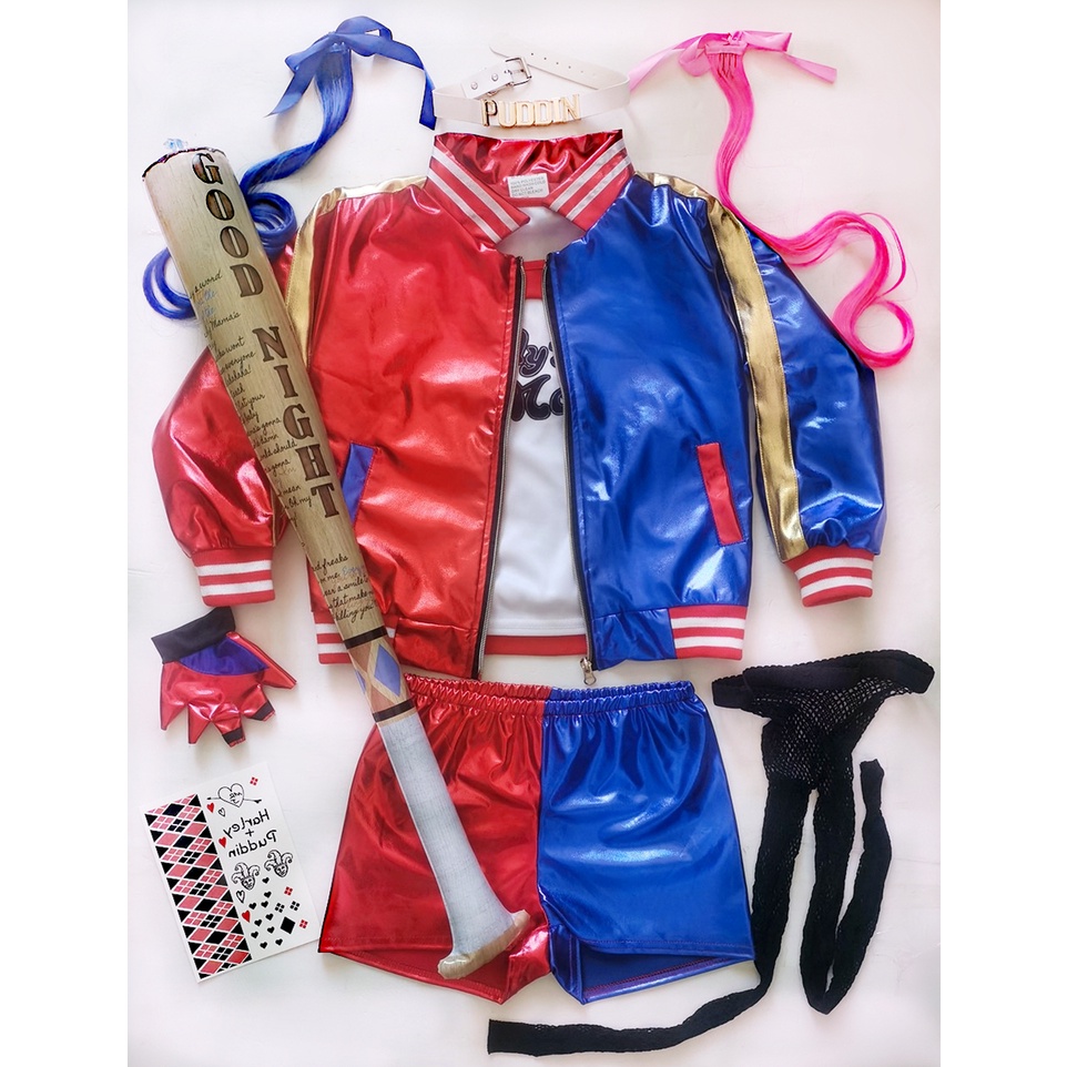 Harley Quinn Disfraz Cosplay Navidad Año Nuevo Halloween Niñas Ropa Mujer  Bordado Suicidio Squad Chaqueta Camiseta Pantalones Cortos 9pcs Set |  Shopee Colombia