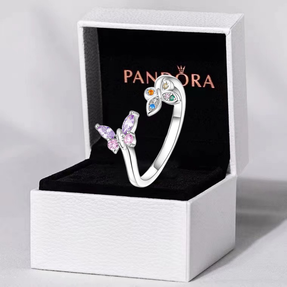 Anillo Abierto De Mariposa Colorido s925 Original pandora Joyer a