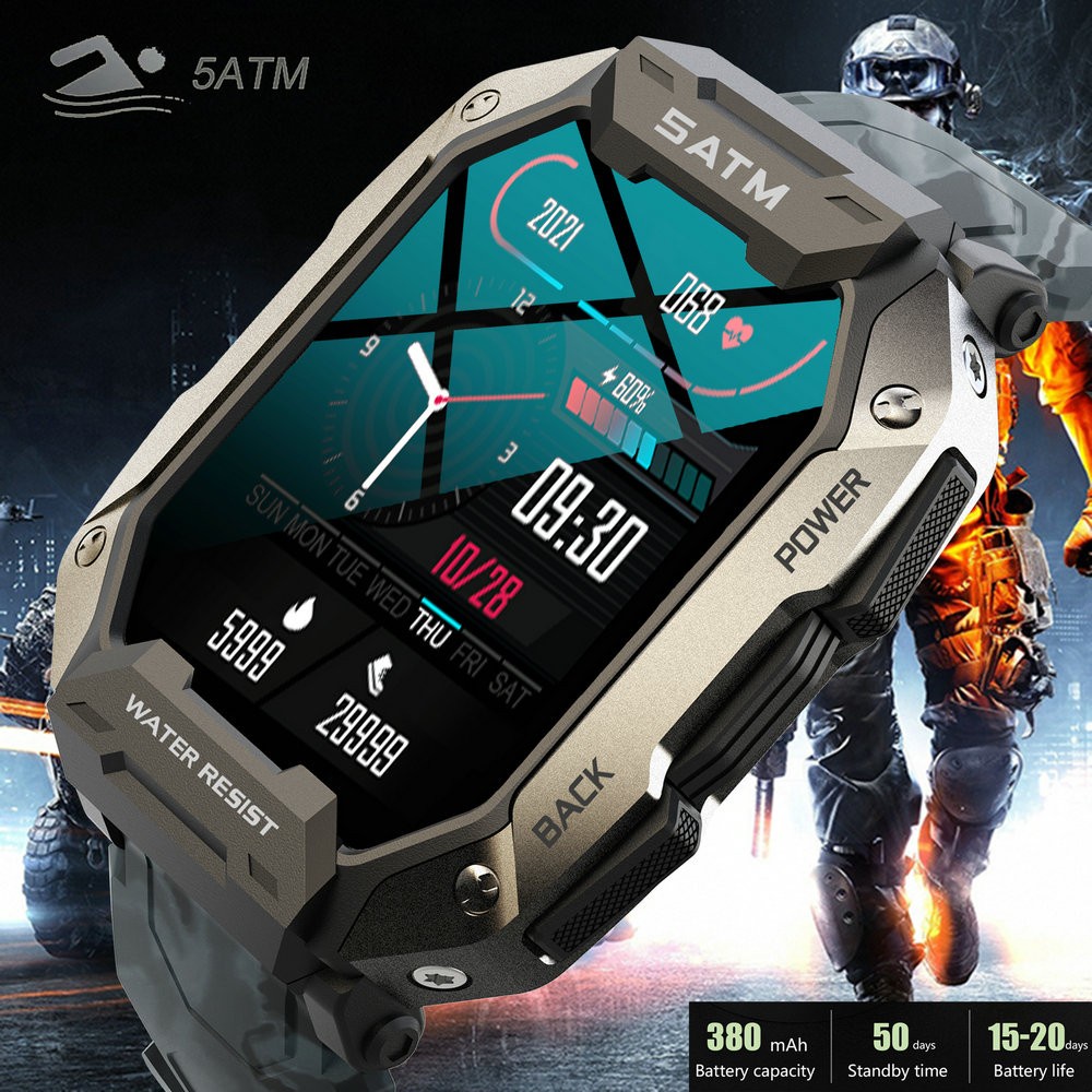 Reloj Inteligente Militar Para Hombre , Toque Completo , Fitness