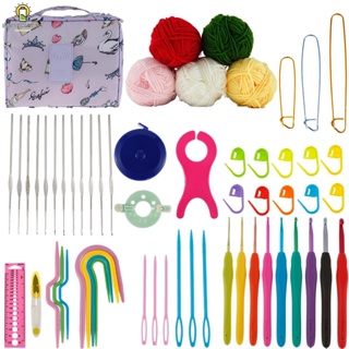 Kit de ganchillo de 50 piezas con ganchillo Set de hilo - El paquete  premium incluye bolas de hilo, agujas, kit de accesorios, bolsa de lona y  mucho más