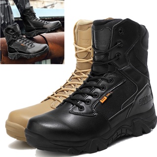 Botas negras para hombre, botas altas para motocicleta, zapatos militares  de invierno de estilo británico para hombre, botas de