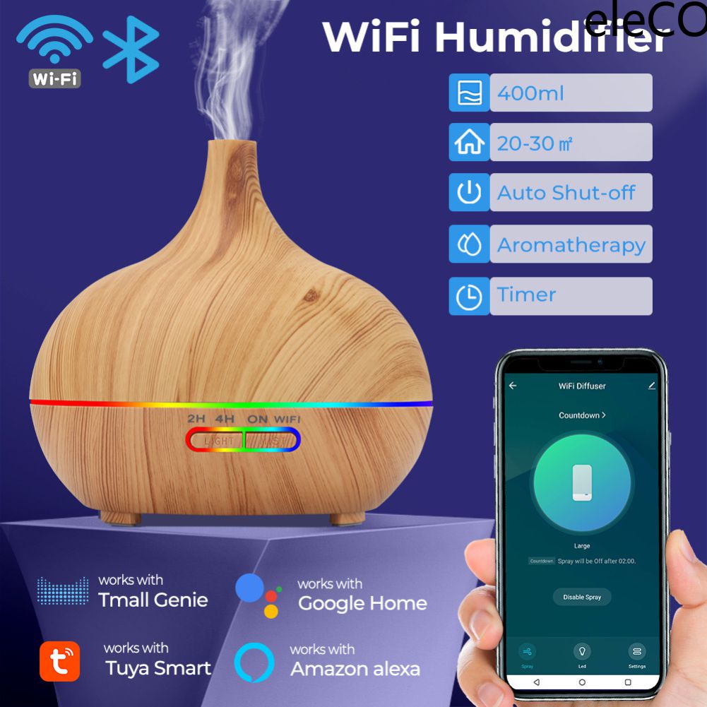 Humidificador y difusor de aceites esenciales wifi compatible con