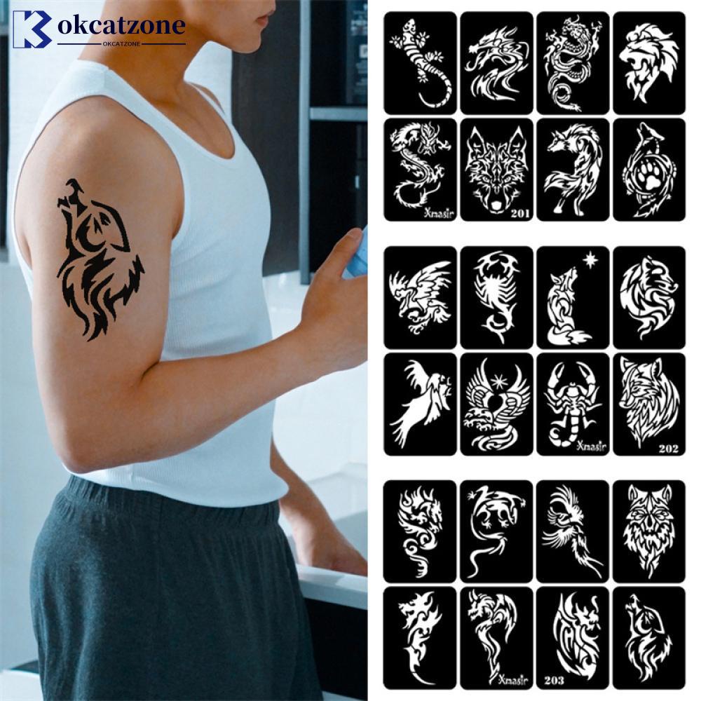 8 Pzs Plantillas De Tatuaje De Brazo De Tamaño Mediano Para Hombres De  Espalda Tigre Dragón Arte Corporal Que Muestra Aerógrafo Pintura D7F6