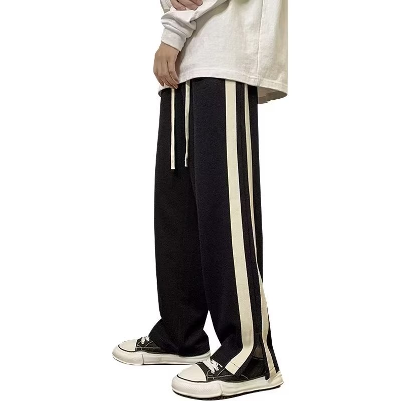 Pantalones De Los Hombres Lado De Rayas Diseño Casual Sueltos